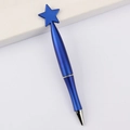 Dark blue star-shaped creative ballpoint pen with a sleek matte finish and silver accents - Pentagram / Blue