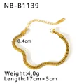Golden flat braided chain bracelet in stainless steel with lobster clasp and extender - Gold