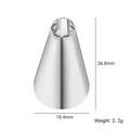 Star-shaped stainless steel cake nozzle with 34.8mm height and 18.4mm base diameter - Style 44