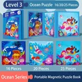 Portable ocean themed magnetic puzzles for kids with 16, 20 and 25 piece levels - Level 3 Ocean [3-in-1 Magnetic Book] 3Y+