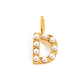 Golden letter D pendant charm with white pearls for DIY jewelry making and necklaces - Letter D / Rose Gold