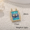 Retro golden tarot pendant with blue enamel sunray and evil eye design, 28x17mm size - Blue Enamel Evil Eye