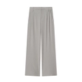 Pantaloni a gamba larga grigi gessati a vita alta da donna in tessuto elegante - XS / Pants