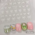 Self-adhesive nail art stickers with white bow patterns and floral tulip designs - YO-006 White