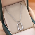 Minimalist silver geometric pendant necklace displayed in a premium jewelry gift box - Silver