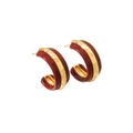Boucles d'oreilles créoles en C, émail bordeaux et finition dorée élégante - Style Color Block (ER-421D01)