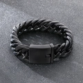 Herren 18mm matte schwarze Gliederkette aus Titanstahl mit rechteckigem Verschluss - Mattschwarz Stil (KB205983-KJX)