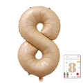 32-inch cream-colored number 8 foil balloon with matte finish for party decor - 40-inch Caramel-colored 8-piece Cardboard Box