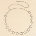 Chaîne de taille en métal argenté avec maillons en étoile et pendentif boule réglable - Argenté