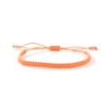 Handmade woven cord bracelet in bright orange with adjustable closure and metal beads - Orange