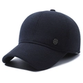 Berretto da baseball uomo in maglia blu navy con fodera in pile e logo sportivo in metallo - Regolabile / Blu navy
