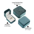 Dreiteiliges Schmuckbox-Set aus Samt in Cyanblau für Ringe und große Anhänger - Ringbox / 7.5x6.2x5cm / Dunkelgrün