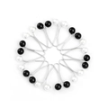 U-shaped scarf clips with black and white pearls in a 12-piece circular array - Black and White