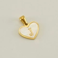 Golden heart pendant with white mother of pearl inlay and letter J engraving - Letter J (Single Pendant)