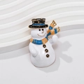 Cute white enamel snowman brooch with black top hat and colorful scarf for Christmas - RW0221 Classic Snowman