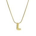 Polished gold stainless steel necklace with round 3D initial letter L pendant on snake chain - Necklace - Letter L