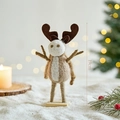 Handgefertigte 19cm Filz-Rentierfigur in Dunkelbraun für festliche Weihnachtsdekoration - Aufrecht stehendes Rentier / 19cm