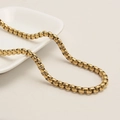 Poliertes 18K vergoldetes Edelstahl-Vierkant-Halskette für Herren im Hip-Hop-Stil - 4mm*45cm / Gold