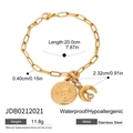 18k vergoldetes Edelstahl-Sternarmband mit Elisabeth-Münze und Mondsichel-Anhängern - Gold Königin Münze Mond