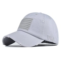 Distressed light gray washed cotton baseball cap with USA flag embroidery - Grey with USA Side Label