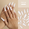 Long matte white coffin press-on nails set with elegant ballerina shape finish - Long Coffin / Matte White