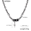 Industrial hip-hop style silver titanium steel chain with black gem and cross pendant - Necklace (NP004) / Steel Color Black Zircon