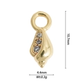 Polished gold shell pendant charm with three small gemstones and 10.7mm x 4.4mm dimensions - DZY-2937