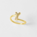 Verstelbare 18k vergulde ring met zirkonia letter Y en een glanzend rond kristallen detail - Letter Y