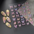 3D embossed nail art stickers featuring butterfly and bow designs with crystal accents - Crystal Butterfly Bowknot Colorful Style (CO-159)
