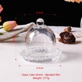 Elegant glass mini cake stand with dome lid and beaded edge plate for jewelry storage - Glass Cake Cover - Scalloped Edge