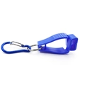 Blue multifunctional glove clip with durable plastic teeth and aluminum D-ring carabiner - Blue Upgraded Spring Buckle