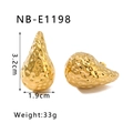 Detail view of 18K gold plated hammered texture teardrop earrings with dimensions - Gold Hammered Teardrop Style (NB-E1198-G) / 18K Gold