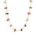 Bohemian style gold chain necklace with colorful irregular natural stone beads - Mixed Colored Stone / Colorful