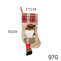 Knitted 50cm Christmas stocking with 3D Santa Claus figure and red plaid trim - Plaid Santa Claus Christmas Stocking