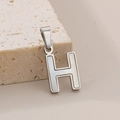 Pendentif lettre H en argent poli avec incrustation de nacre blanche pour femme - Pendentif Lettre H (KP115546-K)
