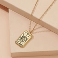 Collana vintage dorata con ciondolo rettangolare dei tarocchi Le Monde World - Oro