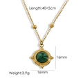 Vintage 14K goud-titanium ketting met groene edelsteen en een lengte van 45 cm - Afrikaanse Jade