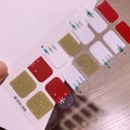 Autocollants ongles Noël SDA-006 avec motifs de sapins festifs rouges et dorés pailletés - Style Sapin de Noël Flocon de Neige Rouge Blanc (SDA-006)