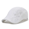 Breathable white quick-dry sports cap with mesh paneling and side logo print - Adjustable / White