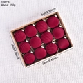 Set di 12 palline di Natale in velluto rosso scuro con finiture lisce e testurizzate - 6cm-12 Pezzi / Borgogna