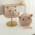 Ensemble chapeau de paille à oreilles d'ours et sac assorti pour enfant rose - Chapeau Rose + Sac
