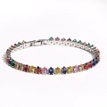 Pulsera tennis plateada con circonitas de colores talla pera y cierre de seguridad - Oro de 18K / Plateado