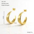 Orecchini a C in acciaio inossidabile placcato oro 18K con diametro 25 mm - Diametro 25mm/Larghezza 8mm / Oro