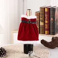 Housse de bouteille de vin robe de Noël en velours rouge avec bordure en fausse fourrure - Style Robe Rouge (Femme)