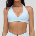 Reggiseno sportivo azzurro con incrocio sulla schiena e ampia fascia di sostegno - Blu Acqua