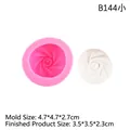 Pink silicone bun mold with white finished candle and detailed size measurements - Small / Pink