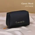 Mini PU leather makeup bag in classic black with gold zipper and star lettering, 14x6x10cm - 14*6*10CM / Classic Black