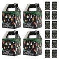 Boîtes cadeaux de Noël noires avec motifs bonhomme de neige et poignées festives - Noir