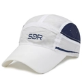 Berretto da corsa bianco a sciugatura rapida con rete blu navy e logo SDR - Bianco