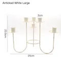 Candelabro vintage de hierro de cinco brazos con acabado blanco envejecido y curvo - Grande (5 brazos) / Blanco Desgastado